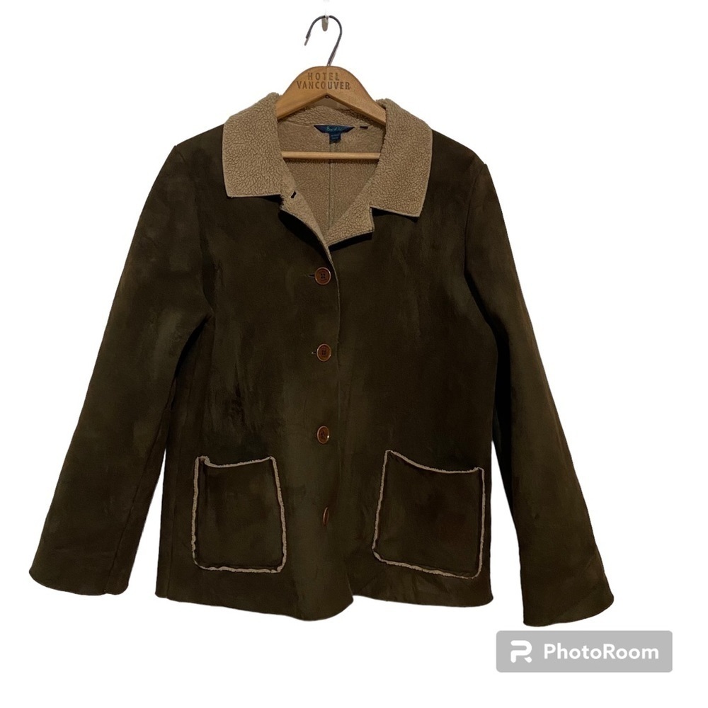 Boden Penny Lane Faux Shearling Sherpa Suede Winter Fall Coat Jacket Size 14